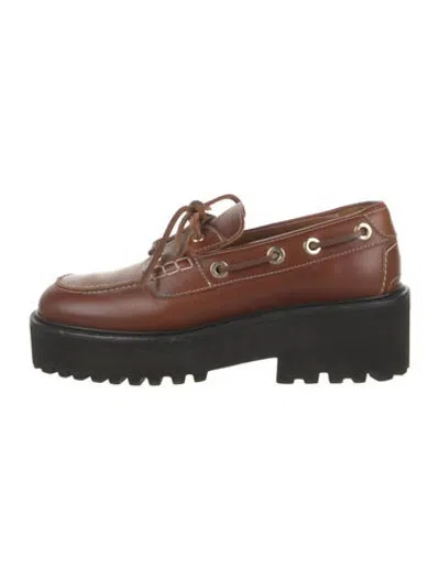 Pre-owned Maje Leather Loafers In Brown