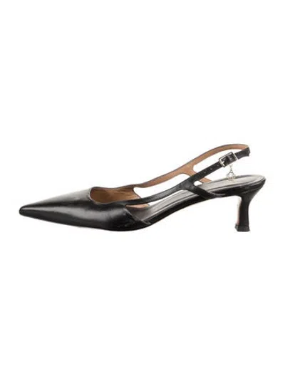 Pre-owned Maje Leather Slingback Pumps In Metallic/silver