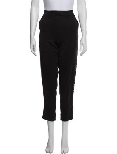 Pre-owned Maje Leather Trim Embellishment Sweatpants In Black