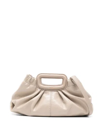 Maje Logo-detail Gathered Tote Bag In Neutral