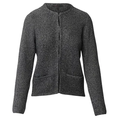 Pre-owned Maje Open Front Jacket In Silver Tweed In Black