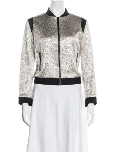 Pre-owned Maje Patterned Bomber Jacket In Metallic/neutrals