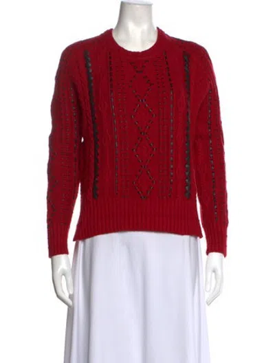 Pre-owned Maje Patterned Crew Neck Sweater In Black/red