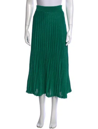 Pre-owned Maje Patterned Midi Length Skirt In Green/metallic
