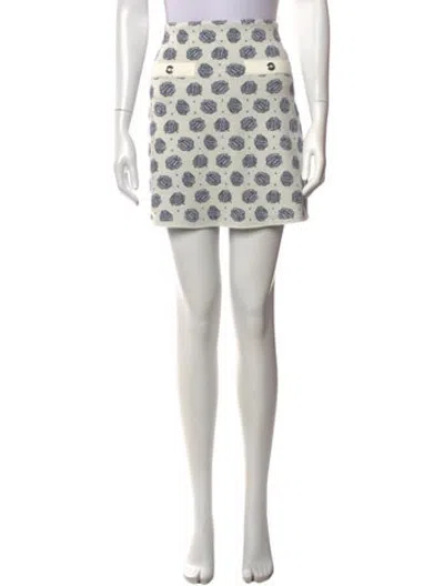 Pre-owned Maje Patterned Mini Skirt In White