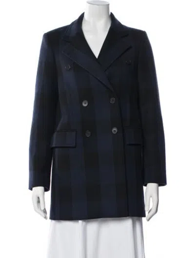 Pre-owned Maje Plaid Print Blazer In Blue