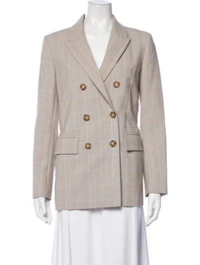 Pre-owned Maje Plaid Print Blazer In Neutrals