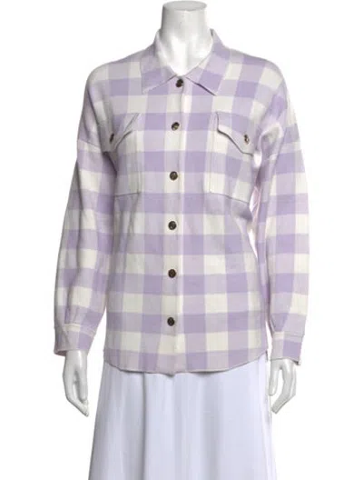 Pre-owned Maje Plaid Print Sweater In Purple/white