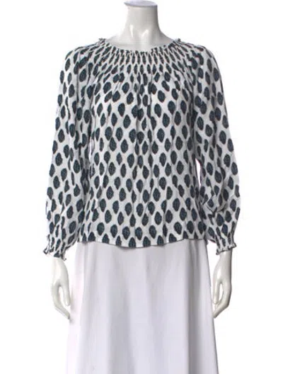Pre-owned Maje Printed Crew Neck Blouse In White