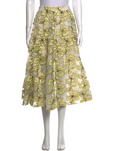 Pre-owned Maje Printed Midi Length Skirt In Yellow