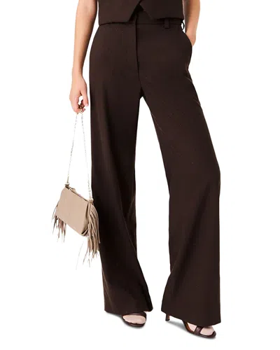 Maje Rhinestone Embellished Wide Leg Pants In Brown