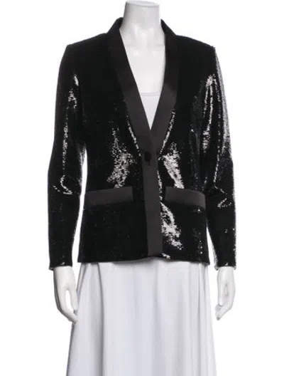 Pre-owned Maje Sequin Blazer In Black