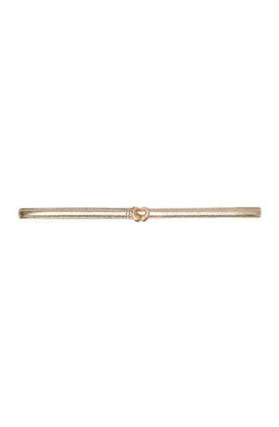 Maje Slim Metallic Leather Belt In Light Gold