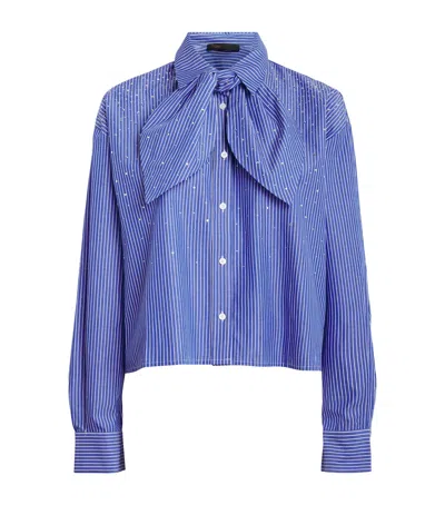 Maje Stretch-cotton Ribbed T-shirt In Blue
