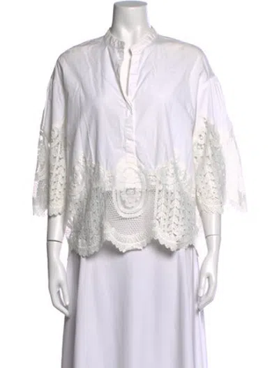 Pre-owned Maje Three-quarter Sleeve Blouse In White