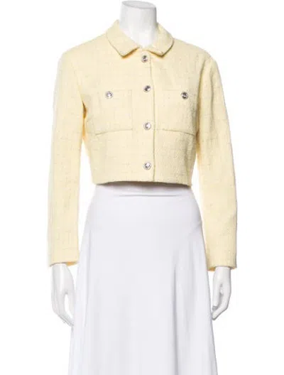 Pre-owned Maje Tweed Pattern Blazer In Yellow