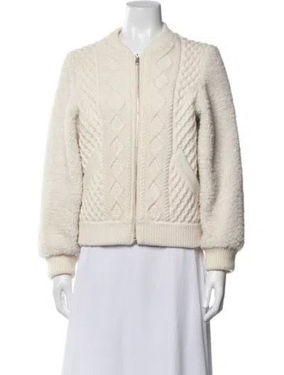 Pre-owned Maje Tweed Pattern Bomber Jacket In Neutrals