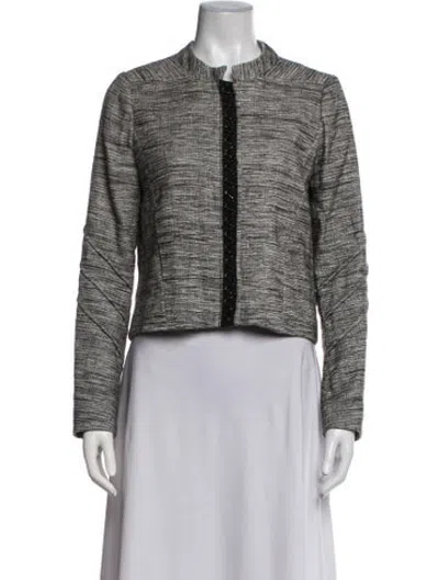 Pre-owned Maje Tweed Pattern Jacket In Grey