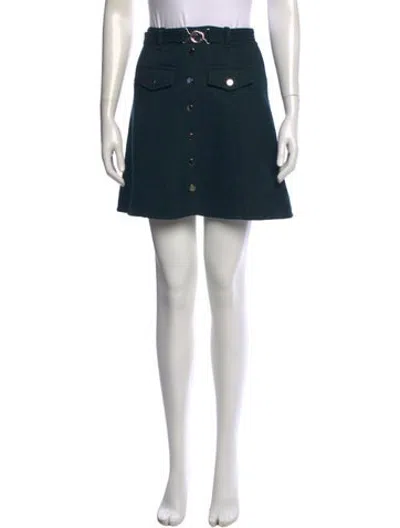 Pre-owned Maje Tweed Pattern Mini Skirt In Green