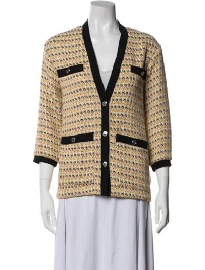 Pre-owned Maje Tweed Pattern V-neck Sweater In Multicolor