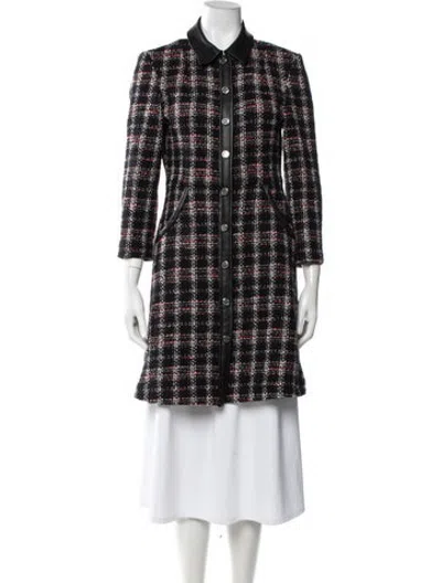 Pre-owned Maje Tweed Plaid Print Jacket In Black