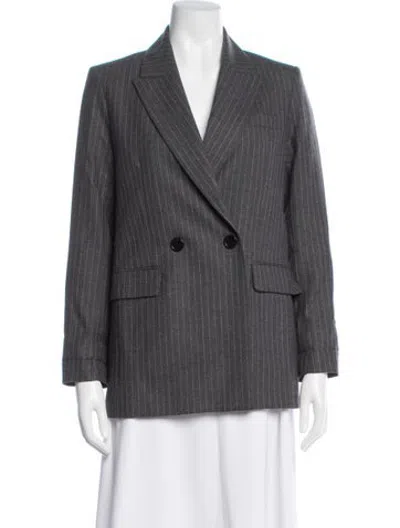 Pre-owned Maje Virgin Wool Striped Blazer In Grey