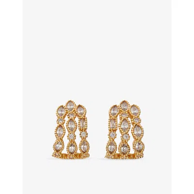 Maje Womens Gold Rhinestone-embellished Gold-plated Recycled-brass Earrings