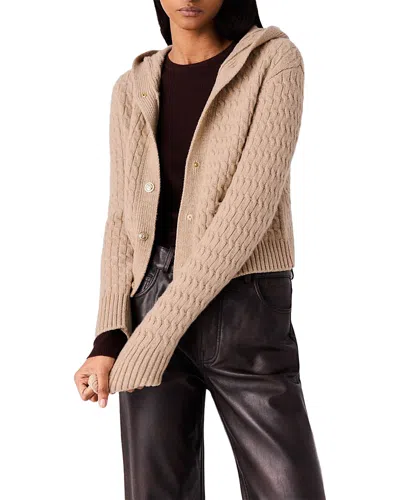 Maje Wool Hooded Cardigan Sweater In Neutral