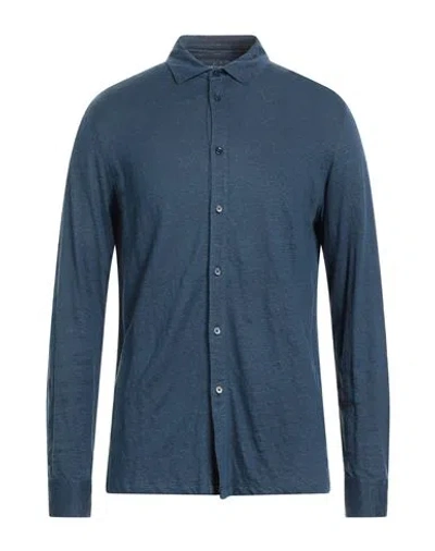 Majestic Filatures Man Shirt Midnight Blue Size M Linen, Elastane