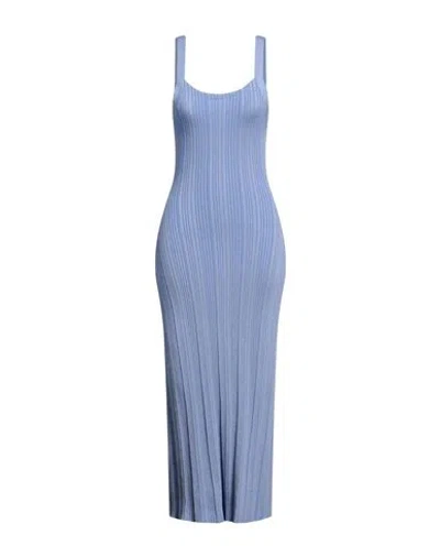 Majestic Filatures Woman Maxi Dress Light Blue Size 1 Organic Cotton, Viscose, Elastane, Metallic Fi