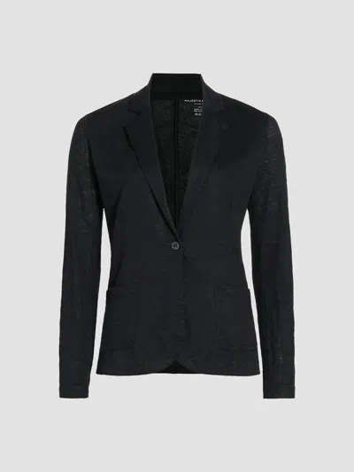 Majestic Stretch Linen Button-front Shirt In Noir
