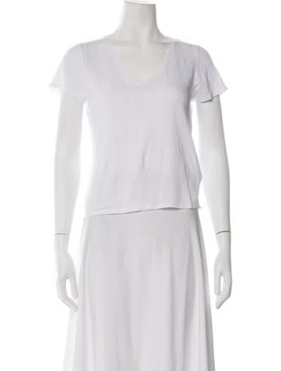 Pre-owned Majestic V-neck Short Sleeve T-shirt In White