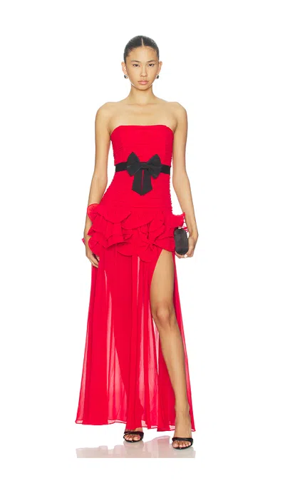 Majorelle Fauna Gown In Cherry Red