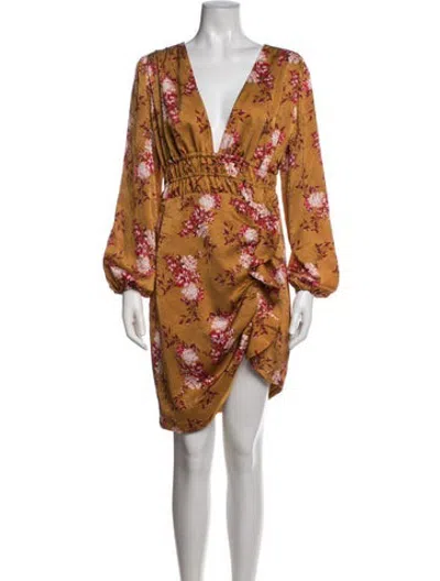 Pre-owned Majorelle Floral Print Mini Dress In Yellow