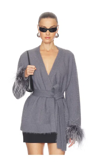 Majorelle Wilma Feather Cardigan In Gray
