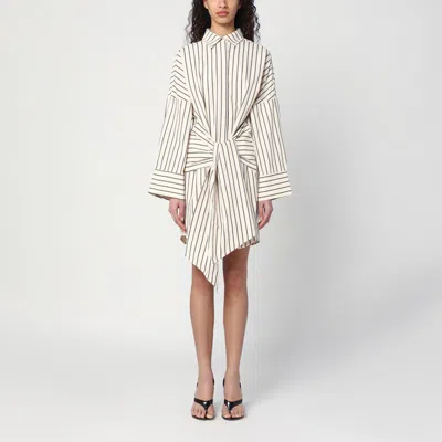 Malina Althea Striped Shirt Dress In Beige