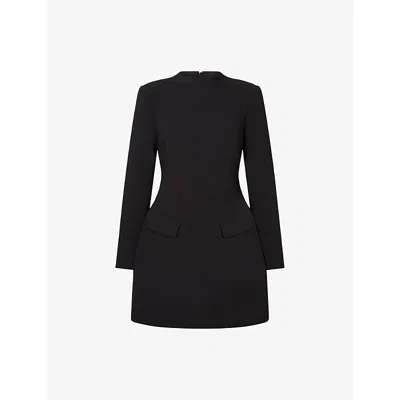Malina Womens Black Leanna High-neck Boucle Mini Dress