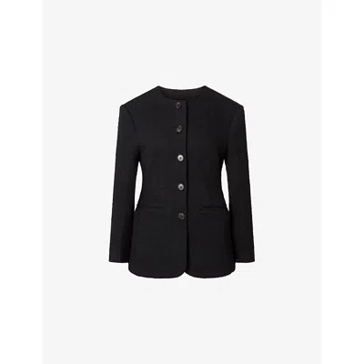 Malina Womens  Carol Fitted Round-neck Wool-blend Blazer In Black