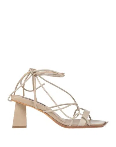 Malloni Woman Sandals Off White Size 8 Leather In Animal Print