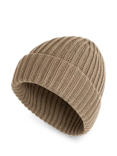 Malo Ribbed-knit Cashmere Beanie Hat In Brown