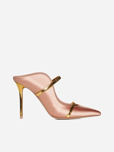 Malone Souliers Maureen Satin Mules In Blush,gold