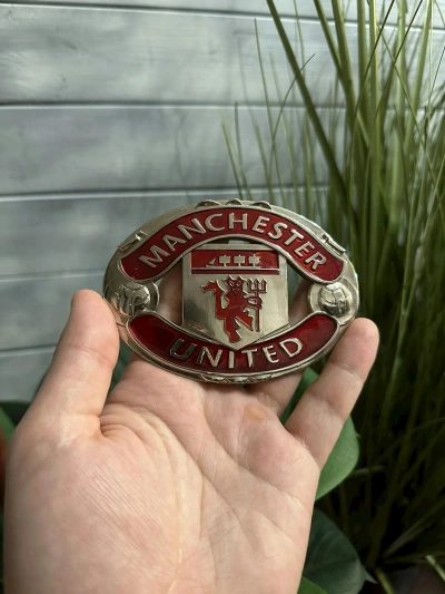 Pre-owned Manchester United X Soccer Jersey Very Vintage Belt Buckle Manchester United Football In Red Silver