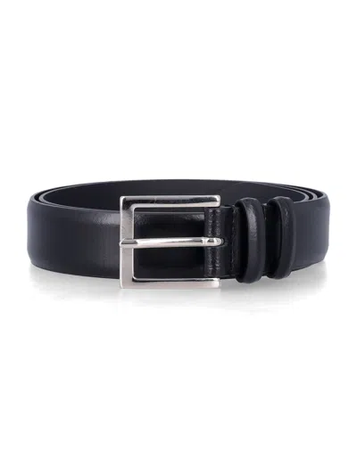 Mancini 1979 Leather Belt With Square Buckle In Blue