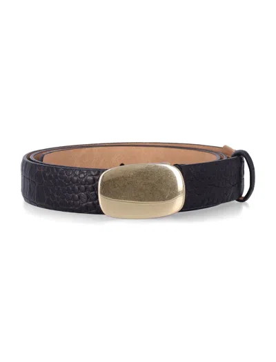Mancini 1979 Textured Leather Belt With Statement Buckle In Multi