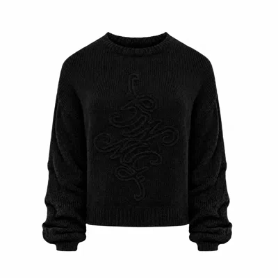Mandragora Women's Merino And Baby Alpaca Sweater With Logo Vero Black