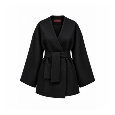 Mandragora Women's Oversized Wool Kimono With Belt Arke Black