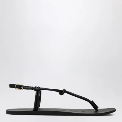 Manebi Black Leather Flip-flops