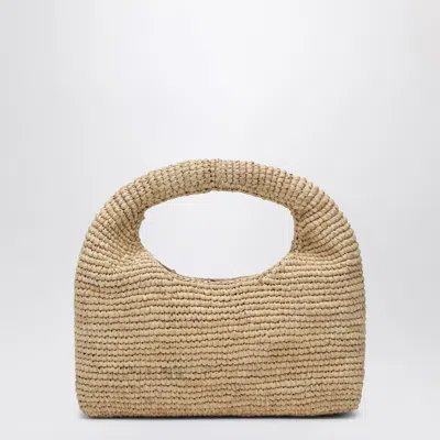 Manebi Borsa Halfmoon In Rafia In Beige