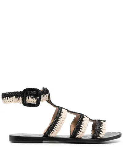 Manebi Gladiator Braided Sandals In Schwarz