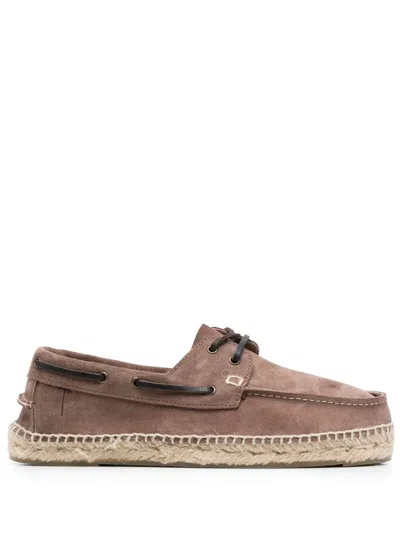 Manebi Lace-up Suede Espadrilles In 褐色